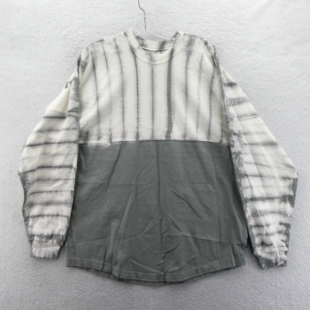 Spirit Jersey Shirt Womens Medium Paradise Found Grey Tie Dye Long Sleeve Cotton